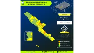 Prakiraan Cuaca Bengkulu, 5 Mei 2026: Sejumlah Wilayah Berpotensi Hujan Lebat Disertai Petir dan Angin Kencang