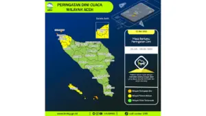 Prakiraan Cuaca Aceh, 10 Mei 2026: Sejumlah Wilayah Berpotensi Hujan Lebat Disertai Petir dan Angin Kencang