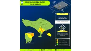 Prakiraan Cuaca Bali, 8 Mei 2026: Sejumlah Wilayah Berpotensi Hujan Lebat Disertai Petir dan Angin Kencang
