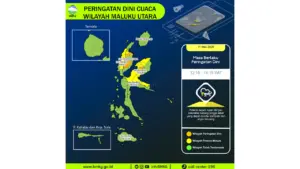 Prakiraan Cuaca Malut, 11 Mei 2026: Sejumlah Wilayah Berpotensi Hujan Lebat Disertai Petir dan Angin Kencang