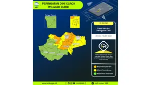 Prakiraan Cuaca Jambi, 5 Mei 2026: Sejumlah Wilayah Berpotensi Hujan Lebat Disertai Petir dan Angin Kencang