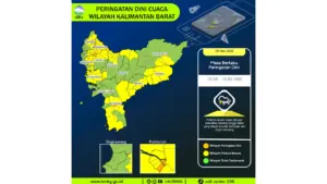 Prakiraan Cuaca Kalbar, 5 Mei 2026: Sejumlah Wilayah Berpotensi Hujan Lebat Disertai Petir dan Angin Kencang