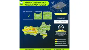 Prakiraan Cuaca Jateng, 11 Mei 2026: Sejumlah Wilayah Berpotensi Hujan Lebat Disertai Petir dan Angin Kencang