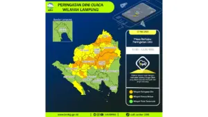 Prakiraan Cuaca Lampung, 7 Mei 2026: Sejumlah Wilayah Berpotensi Hujan Lebat Disertai Petir dan Angin Kencang