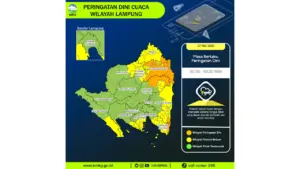 Prakiraan Cuaca Lampung, 7 Mei 2026: Sejumlah Wilayah Berpotensi Hujan Lebat Disertai Petir dan Angin Kencang