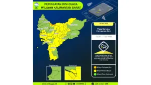 Prakiraan Cuaca Kalbar, 9 Mei 2026: Sejumlah Wilayah Berpotensi Hujan Lebat Disertai Petir dan Angin Kencang