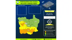 Prakiraan Cuaca Jabodetabek, 11 Mei 2026: Sejumlah Wilayah Berpotensi Hujan Lebat Disertai Petir dan Angin Kencang