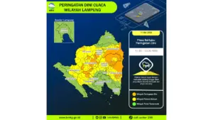 Prakiraan Cuaca Lampung, 11 Mei 2026: Sejumlah Wilayah Berpotensi Hujan Lebat Disertai Petir dan Angin Kencang
