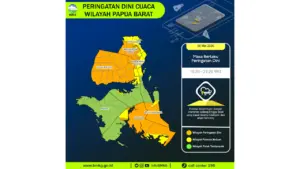 Prakiraan Cuaca Papua Barat, 6 Mei 2026: Sejumlah Wilayah Berpotensi Hujan Lebat Disertai Petir dan Angin Kencang