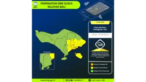 Prakiraan Cuaca Bali, 6 Mei 2026: Sejumlah Wilayah Berpotensi Hujan Lebat Disertai Petir dan Angin Kencang
