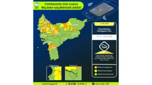 Prakiraan Cuaca Kalbar, 7 Mei 2026: Sejumlah Wilayah Berpotensi Hujan Lebat Disertai Petir dan Angin Kencang