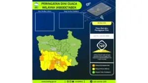 Prakiraan Cuaca Jabodetabek, 6 Mei 2026: Sejumlah Wilayah Berpotensi Hujan Lebat Disertai Petir dan Angin Kencang