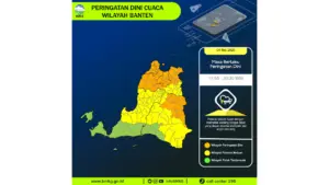 Prakiraan Cuaca Banten, 5 Mei 2026: Sejumlah Wilayah Berpotensi Hujan Lebat Disertai Petir dan Angin Kencang