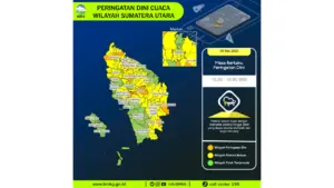 Prakiraan Cuaca Sumut, 8 Mei 2026: Sejumlah Wilayah Berpotensi Hujan Lebat Disertai Petir dan Angin Kencang