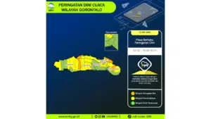 Prakiraan Cuaca Gorontalo, 10 Mei 2026: Sejumlah Wilayah Berpotensi Hujan Lebat Disertai Petir dan Angin Kencang