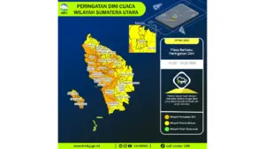 Prakiraan Cuaca Sumut, 9 Mei 2026: Sejumlah Wilayah Berpotensi Hujan Lebat Disertai Petir dan Angin Kencang