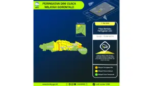 Prakiraan Cuaca Gorontalo, 11 Mei 2026: Sejumlah Wilayah Berpotensi Hujan Lebat Disertai Petir dan Angin Kencang