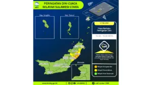 Prakiraan Cuaca Sulut, 7 Mei 2026: Sejumlah Wilayah Berpotensi Hujan Lebat Disertai Petir dan Angin Kencang