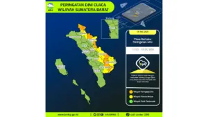 Prakiraan Cuaca Sumbar, 8 Mei 2026: Sejumlah Wilayah Berpotensi Hujan Lebat Disertai Petir dan Angin Kencang