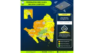 Prakiraan Cuaca Lampung, 5 Mei 2026: Sejumlah Wilayah Berpotensi Hujan Lebat Disertai Petir dan Angin Kencang