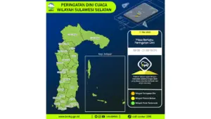 Prakiraan Cuaca Sulsel, 11 Mei 2026: Sejumlah Wilayah Berpotensi Hujan Lebat Disertai Petir dan Angin Kencang