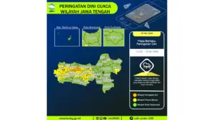 Prakiraan Cuaca Jateng, 5 Mei 2026: Sejumlah Wilayah Berpotensi Hujan Lebat Disertai Petir dan Angin Kencang