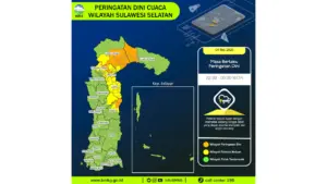 Prakiraan Cuaca Sulsel, 4 Mei 2026: Sejumlah Wilayah Berpotensi Hujan Lebat Disertai Petir dan Angin Kencang