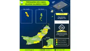 Prakiraan Cuaca Sulut, 11 Mei 2026: Sejumlah Wilayah Berpotensi Hujan Lebat Disertai Petir dan Angin Kencang