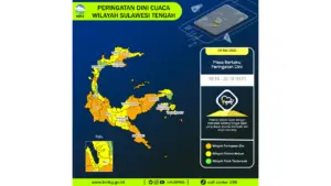 Prakiraan Cuaca Sulteng, 9 Mei 2026: Sejumlah Wilayah Berpotensi Hujan Lebat Disertai Petir dan Angin Kencang