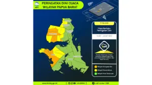 Prakiraan Cuaca Papua Barat, 11 Mei 2026: Sejumlah Wilayah Berpotensi Hujan Lebat Disertai Petir dan Angin Kencang