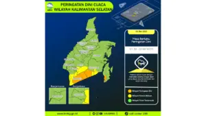 Prakiraan Cuaca Kalsel, 6 Mei 2026: Sejumlah Wilayah Berpotensi Hujan Lebat Disertai Petir dan Angin Kencang