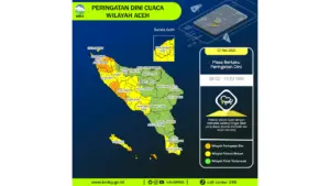 Prakiraan Cuaca Aceh, 7 Mei 2026: Sejumlah Wilayah Berpotensi Hujan Lebat Disertai Petir dan Angin Kencang