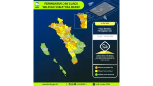 Prakiraan Cuaca Sumbar, 6 Mei 2026: Sejumlah Wilayah Berpotensi Hujan Lebat Disertai Petir dan Angin Kencang
