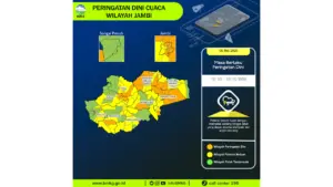 Prakiraan Cuaca Jambi, 6 Mei 2026: Sejumlah Wilayah Berpotensi Hujan Lebat Disertai Petir dan Angin Kencang