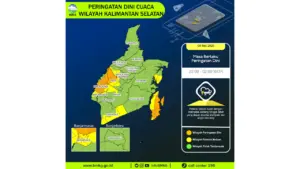 Prakiraan Cuaca Kalsel, 9 Mei 2026: Sejumlah Wilayah Berpotensi Hujan Lebat Disertai Petir dan Angin Kencang