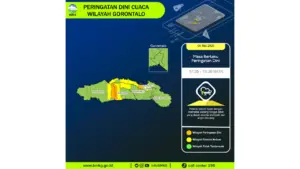 Prakiraan Cuaca Gorontalo, 5 Mei 2026: Sejumlah Wilayah Berpotensi Hujan Lebat Disertai Petir dan Angin Kencang