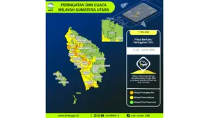 Prakiraan Cuaca Sumut, 11 Mei 2026: Sejumlah Wilayah Berpotensi Hujan Lebat Disertai Petir dan Angin Kencang