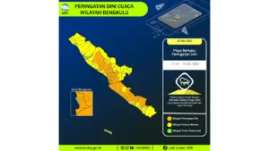 Prakiraan Cuaca Bengkulu, 9 Mei 2026: Sejumlah Wilayah Berpotensi Hujan Lebat Disertai Petir dan Angin Kencang