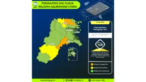 Prakiraan Cuaca Kaltara, 8 Mei 2026: Sejumlah Wilayah Berpotensi Hujan Lebat Disertai Petir dan Angin Kencang