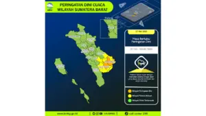 Prakiraan Cuaca Sumbar, 7 Mei 2026: Sejumlah Wilayah Berpotensi Hujan Lebat Disertai Petir dan Angin Kencang