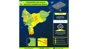 Prakiraan Cuaca Kalbar, 11 Mei 2026: Sejumlah Wilayah Berpotensi Hujan Lebat Disertai Petir dan Angin Kencang