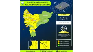 Prakiraan Cuaca Kalbar, 6 Mei 2026: Sejumlah Wilayah Berpotensi Hujan Lebat Disertai Petir dan Angin Kencang