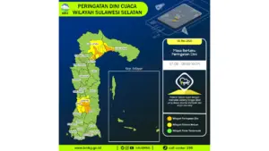Prakiraan Cuaca Sulsel, 6 Mei 2026: Sejumlah Wilayah Berpotensi Hujan Lebat Disertai Petir dan Angin Kencang