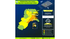Prakiraan Cuaca Kaltara, 6 Mei 2026: Sejumlah Wilayah Berpotensi Hujan Lebat Disertai Petir dan Angin Kencang
