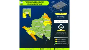 Prakiraan Cuaca Lampung, 11 Mei 2026: Sejumlah Wilayah Berpotensi Hujan Lebat Disertai Petir dan Angin Kencang