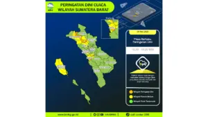 Prakiraan Cuaca Sumbar, 9 Mei 2026: Sejumlah Wilayah Berpotensi Hujan Lebat Disertai Petir dan Angin Kencang