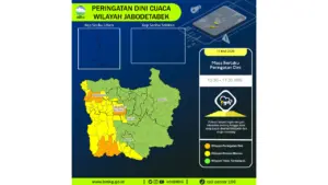 Prakiraan Cuaca Jabodetabek, 11 Mei 2026: Sejumlah Wilayah Berpotensi Hujan Lebat Disertai Petir dan Angin Kencang