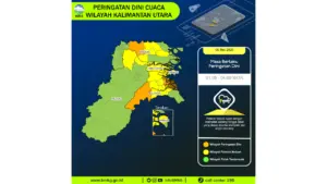Prakiraan Cuaca Kaltara, 6 Mei 2026: Sejumlah Wilayah Berpotensi Hujan Lebat Disertai Petir dan Angin Kencang