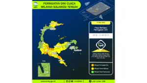 Prakiraan Cuaca Sulteng, 5 Mei 2026: Sejumlah Wilayah Berpotensi Hujan Lebat Disertai Petir dan Angin Kencang