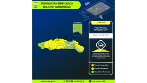 Prakiraan Cuaca Gorontalo, 11 Mei 2026: Sejumlah Wilayah Berpotensi Hujan Lebat Disertai Petir dan Angin Kencang